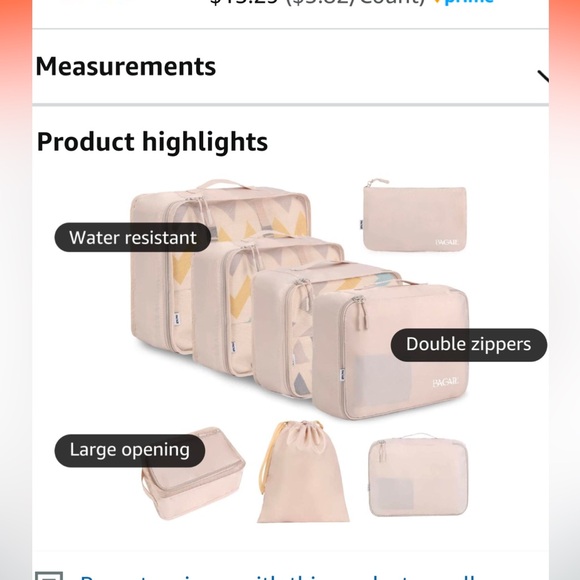 NWOT Bagail 8 piece ready to travel packaging cubes tan color storage is compact - Picture 6 of 10